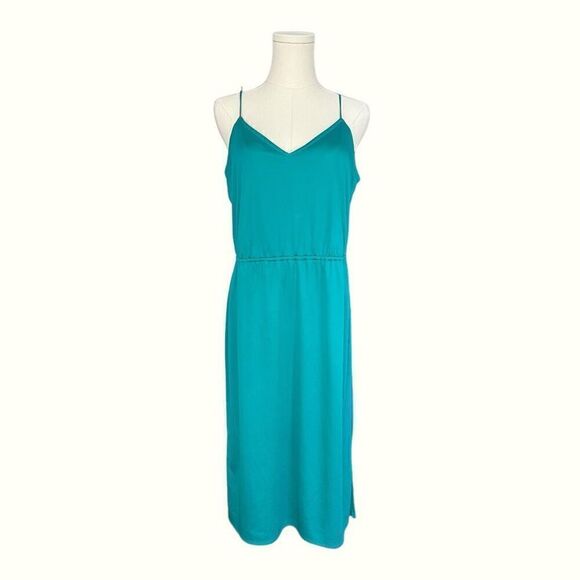 Vintage Dresses & Skirts - VINTAGE slip dress with spaghetti straps in Emerald Green